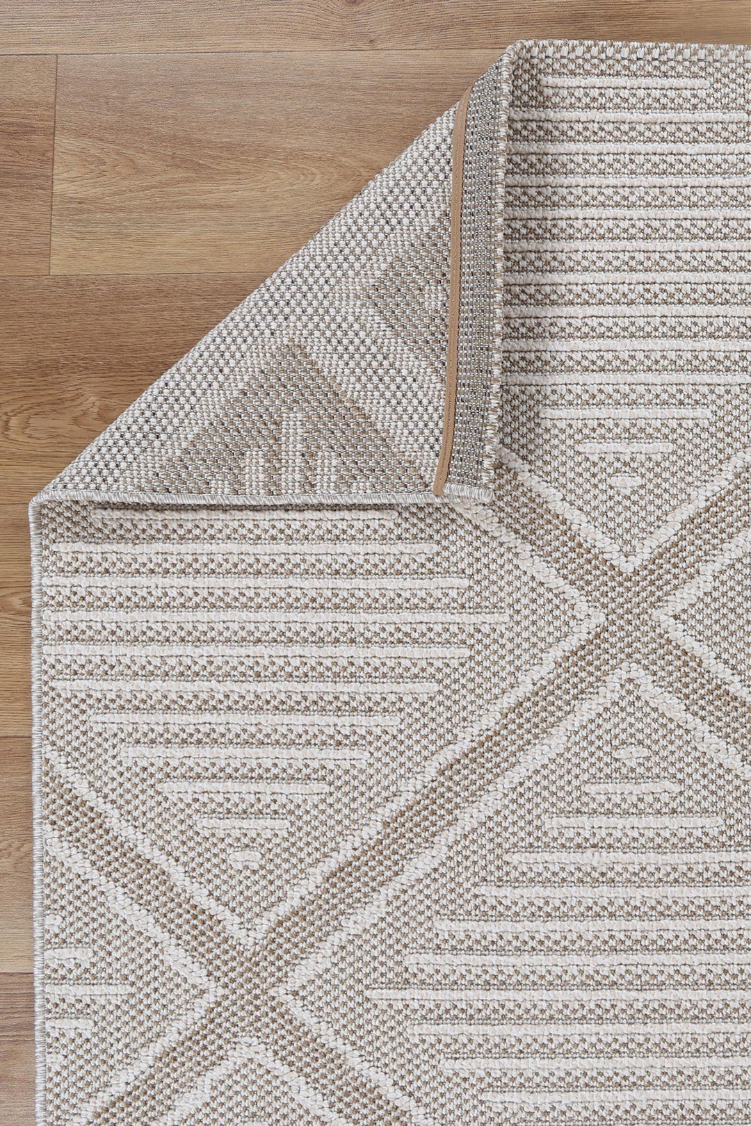 Vanuatu Kenilorea Beige Geometric Flatweave Rug - 06