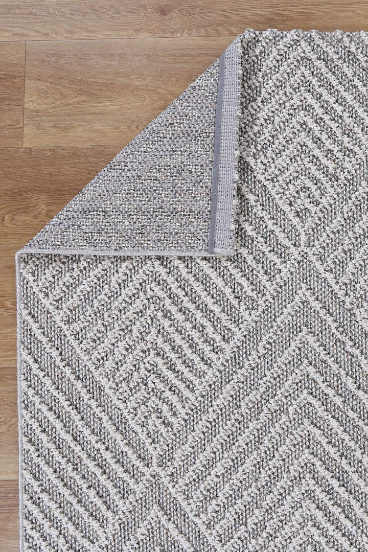 Vanuatu Kini Grey Geometric Flatweave Rug - 07
