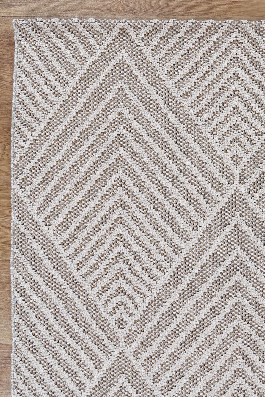 Vanuatu Onika Beige Geometric Flatweave Rug - 09