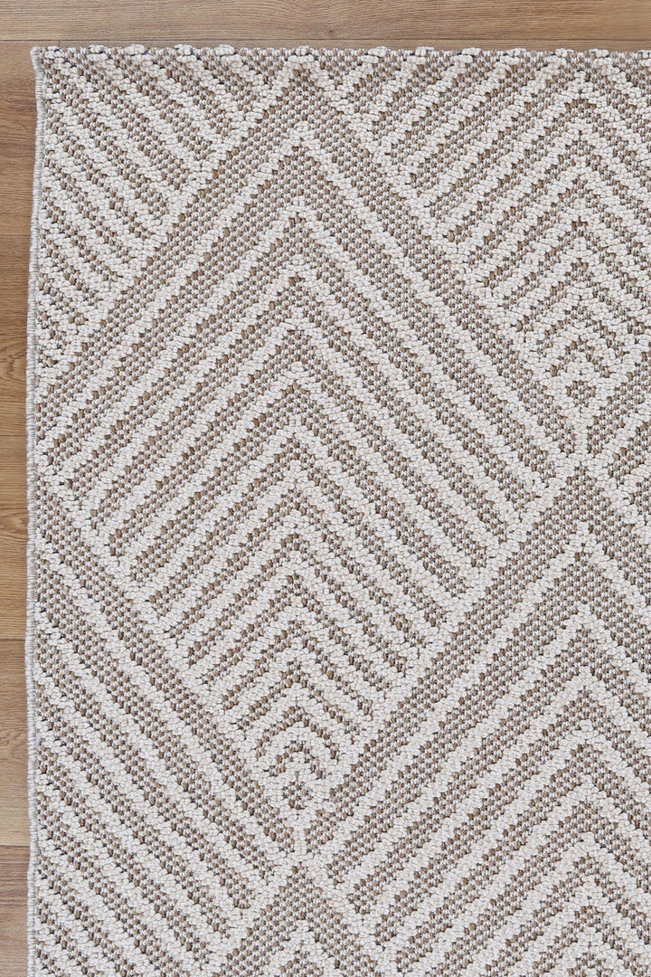 Vanuatu Onika Beige Geometric Flatweave Rug - 09