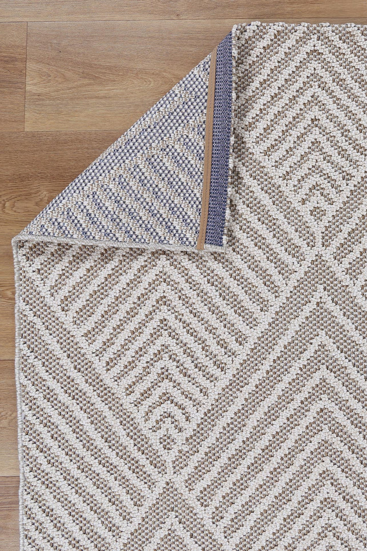 Vanuatu Onika Beige Geometric Flatweave Rug - 09