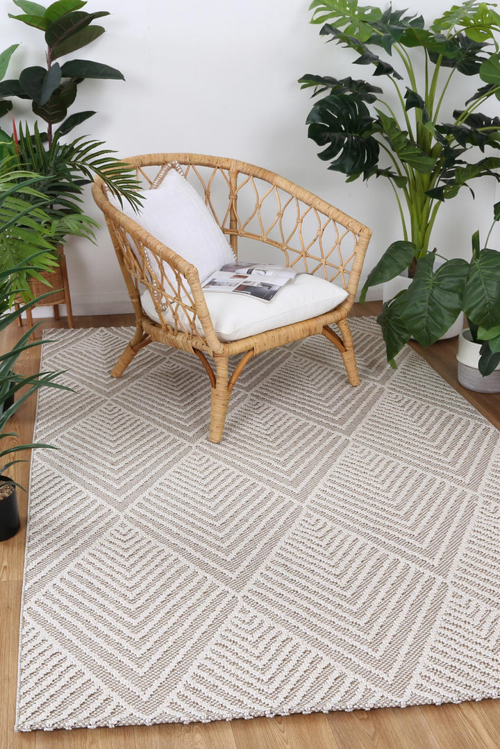 Vanuatu Onika Beige Geometric Flatweave Rug - 09