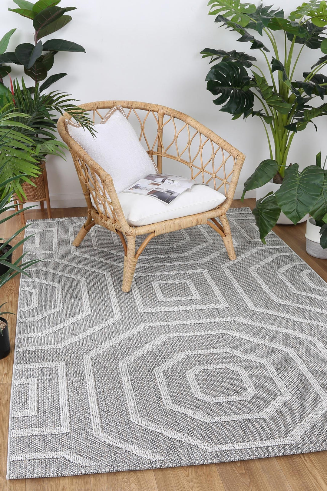Vanuatu Devesi Grey Geometric Flatweave Rug - 17