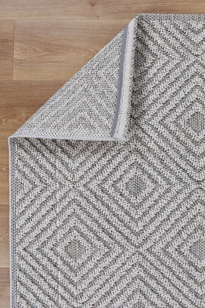 Vanuatu Fugui Grey Geometric Flatweave Rug - 21