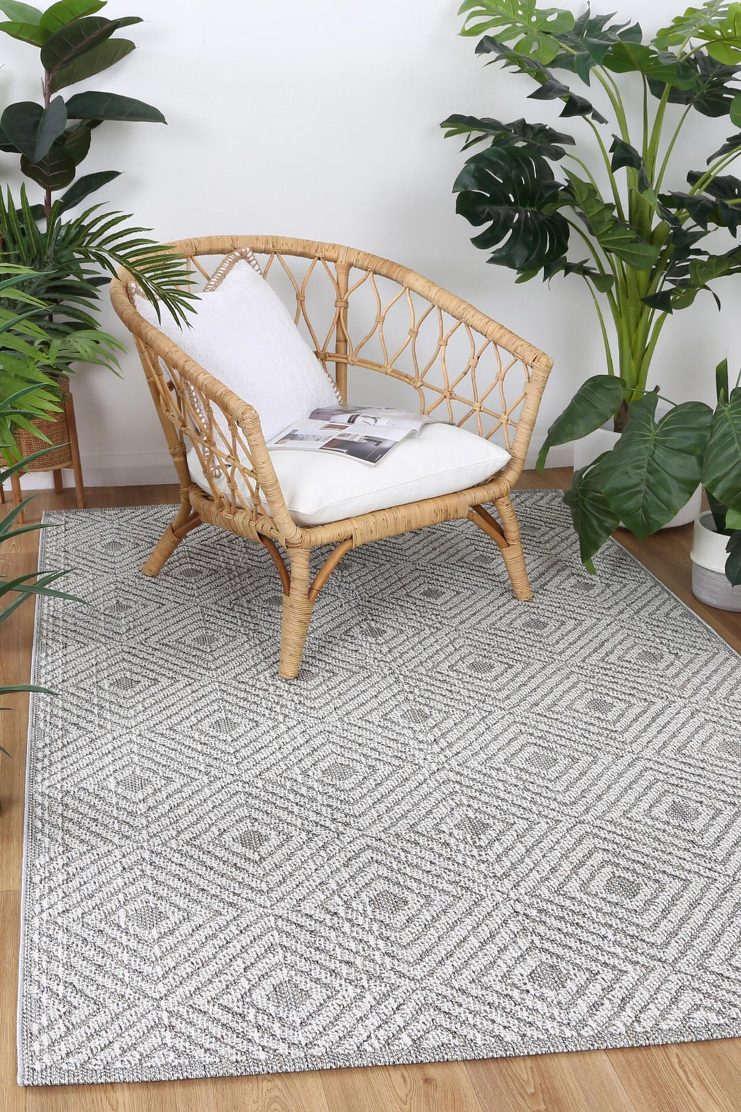 Vanuatu Fugui Grey Geometric Flatweave Rug - 21