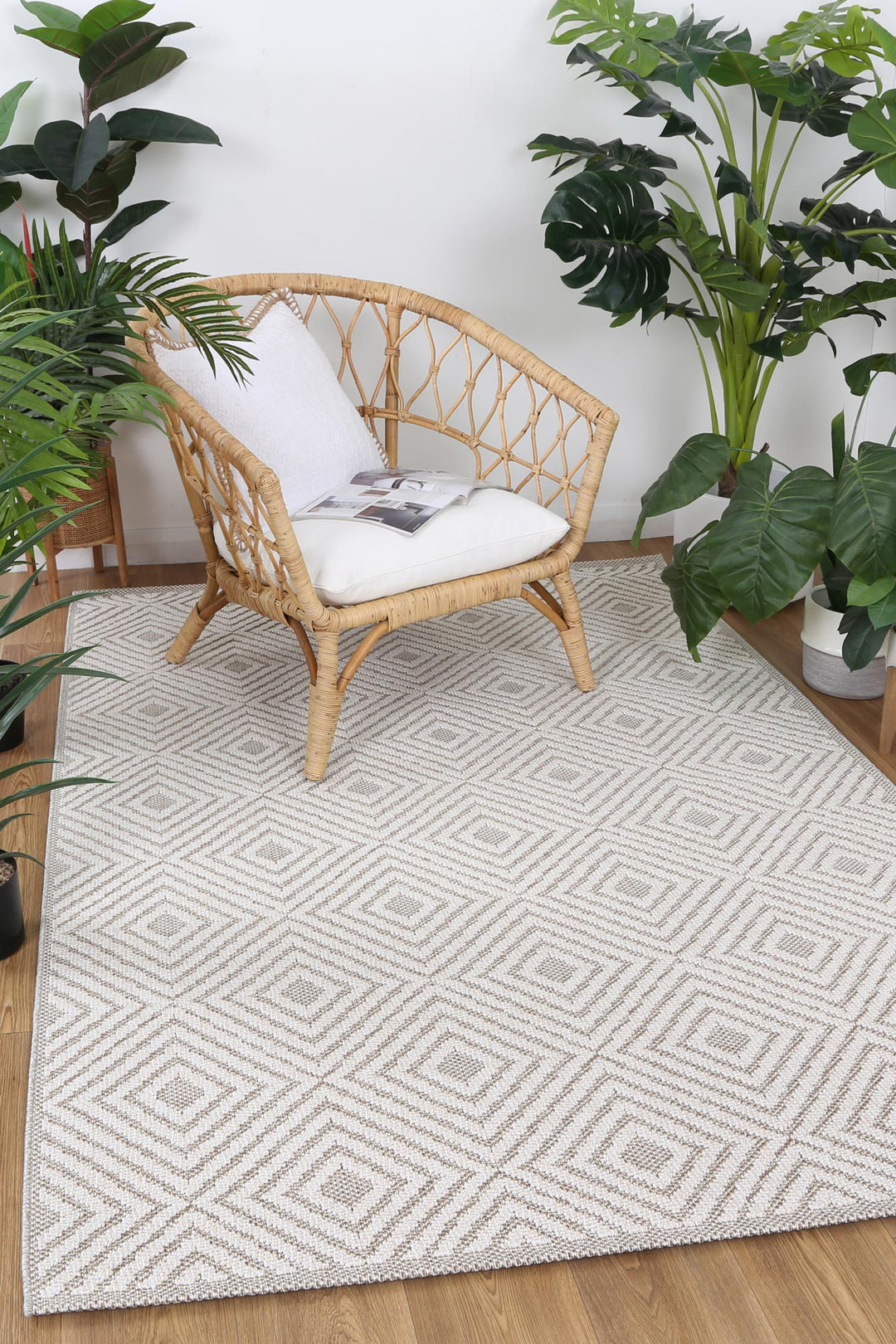 Vanuatu Wickham Beige Geometric Flatweave Rug - 22