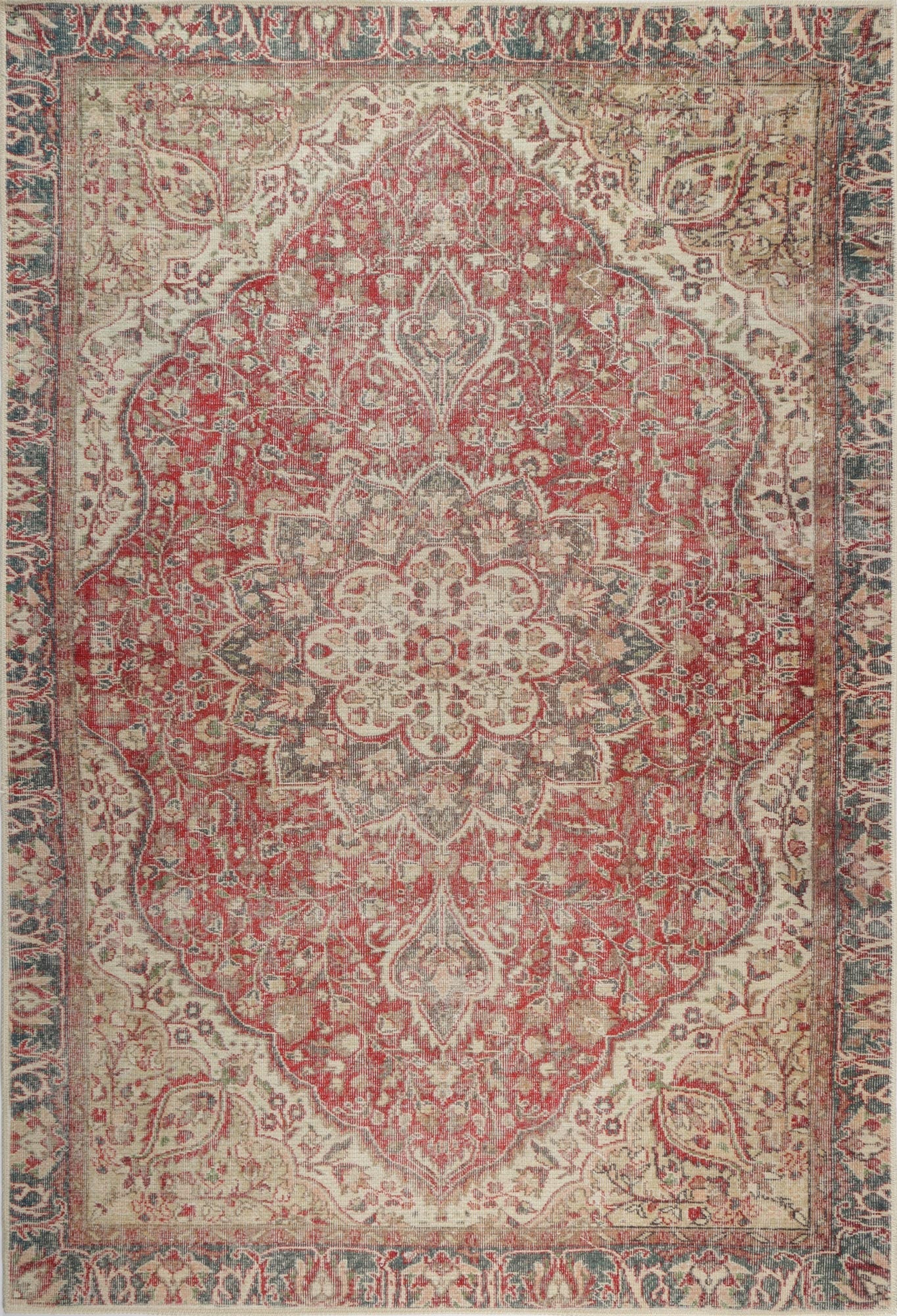 Vintage Crown Albert Red & Gold Distressed Vintage Rug -(2869-00 ...